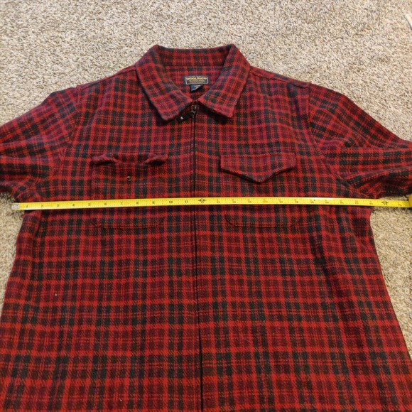 Woolrich Women's Coat Full Zip Red Black Plaid Size XL Wool Blend shacket - Picture 6 of 6